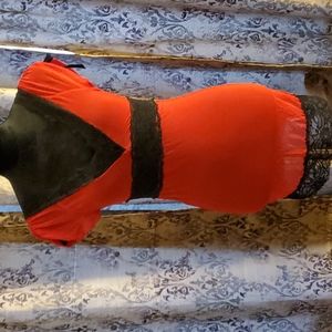 Black Lace, Red Mesh Lingerie